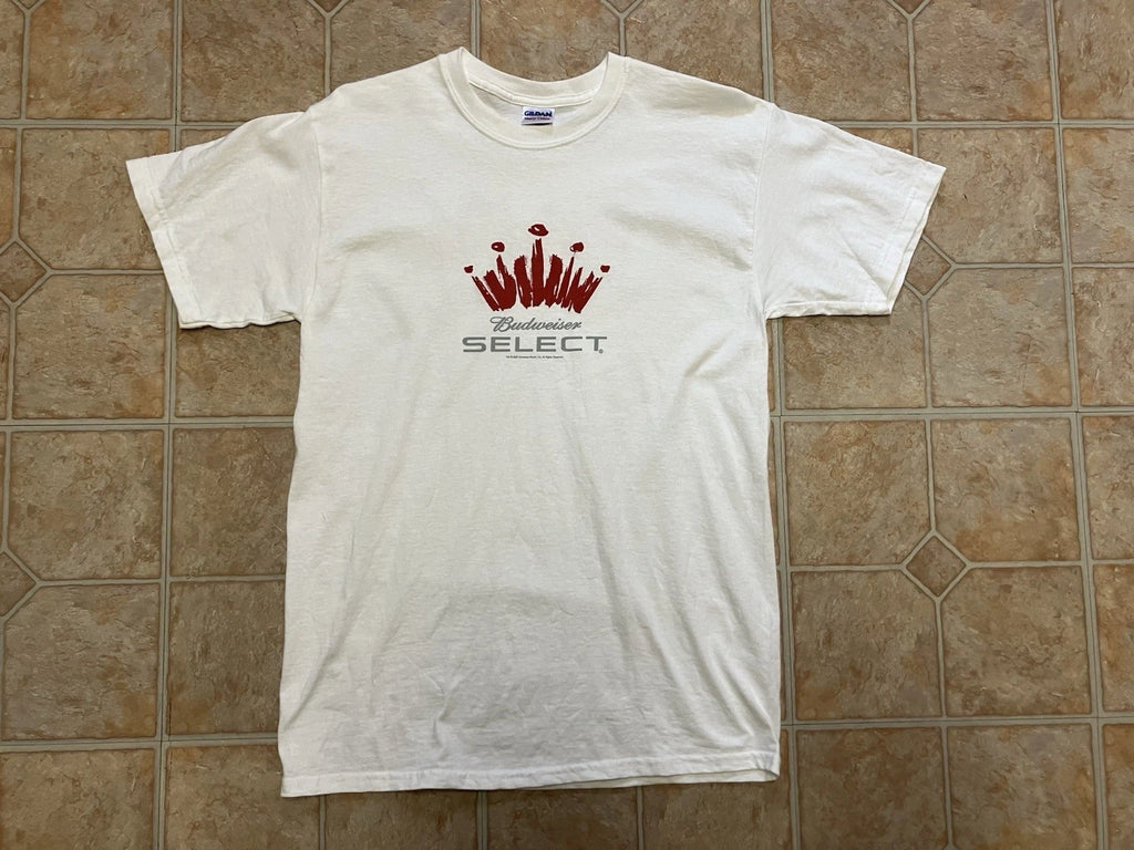 Budweiser Select Graphic Tee Tshirt Unisex Adult M White Red Silver Gildan Y2K