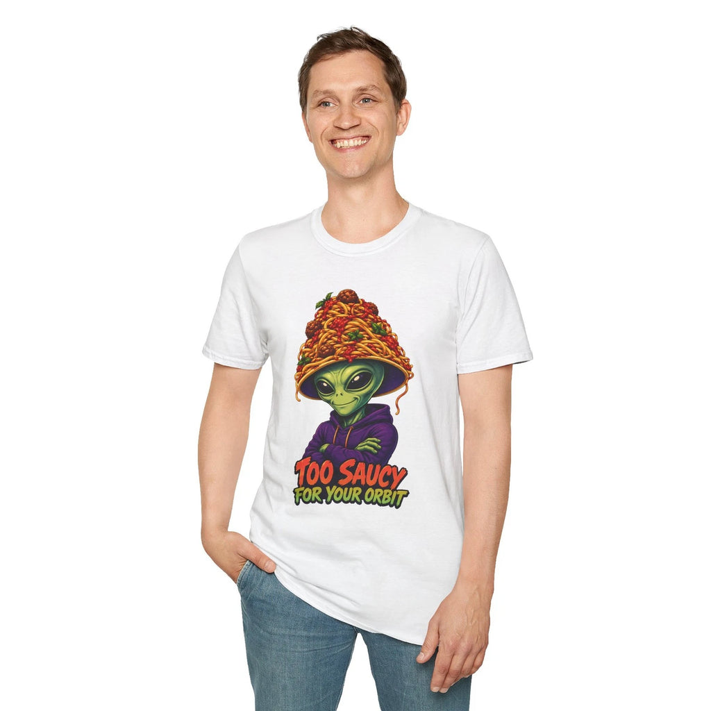 Alien Spaghetti Funny Food UFO Meme Unisex Softstyle T-Shirt