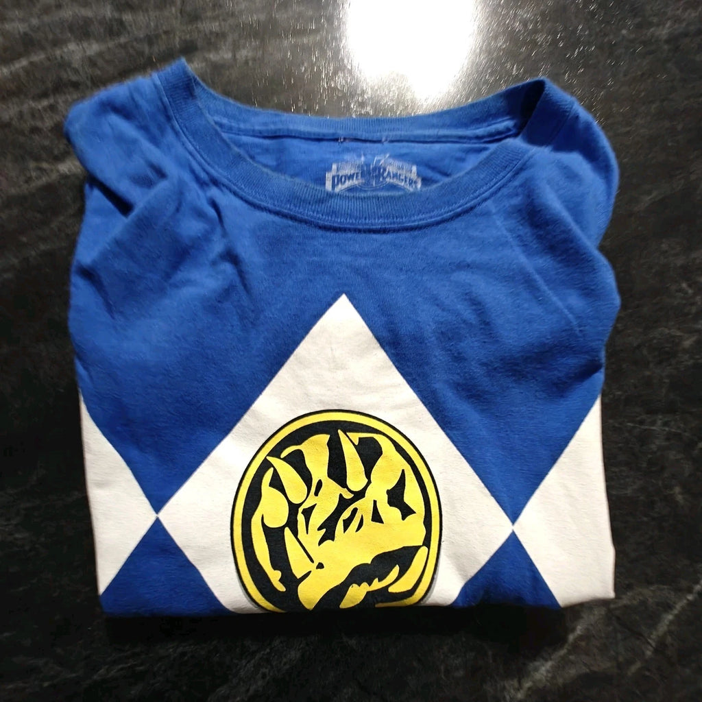 Blue Power Ranger T Shirt XL Lazy Halloween Costume Billy Triceratops