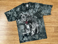 Vintage Y2K White Tiger Tie Dye AOP Graphic Print Animal T Shirt Size Large