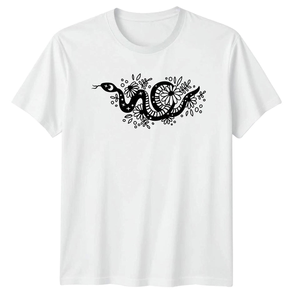 Mystical Floral Snake With Celestial T-Shirt Boho Celestial Nature Animal