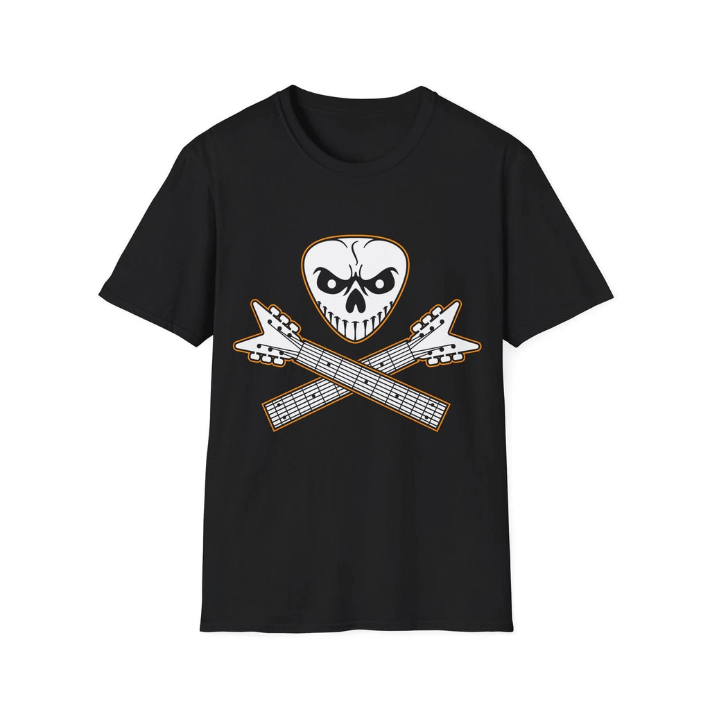 Guitar Skull and Bones T-Shirt, Rock Metal Music Tee, Regular Fit Top