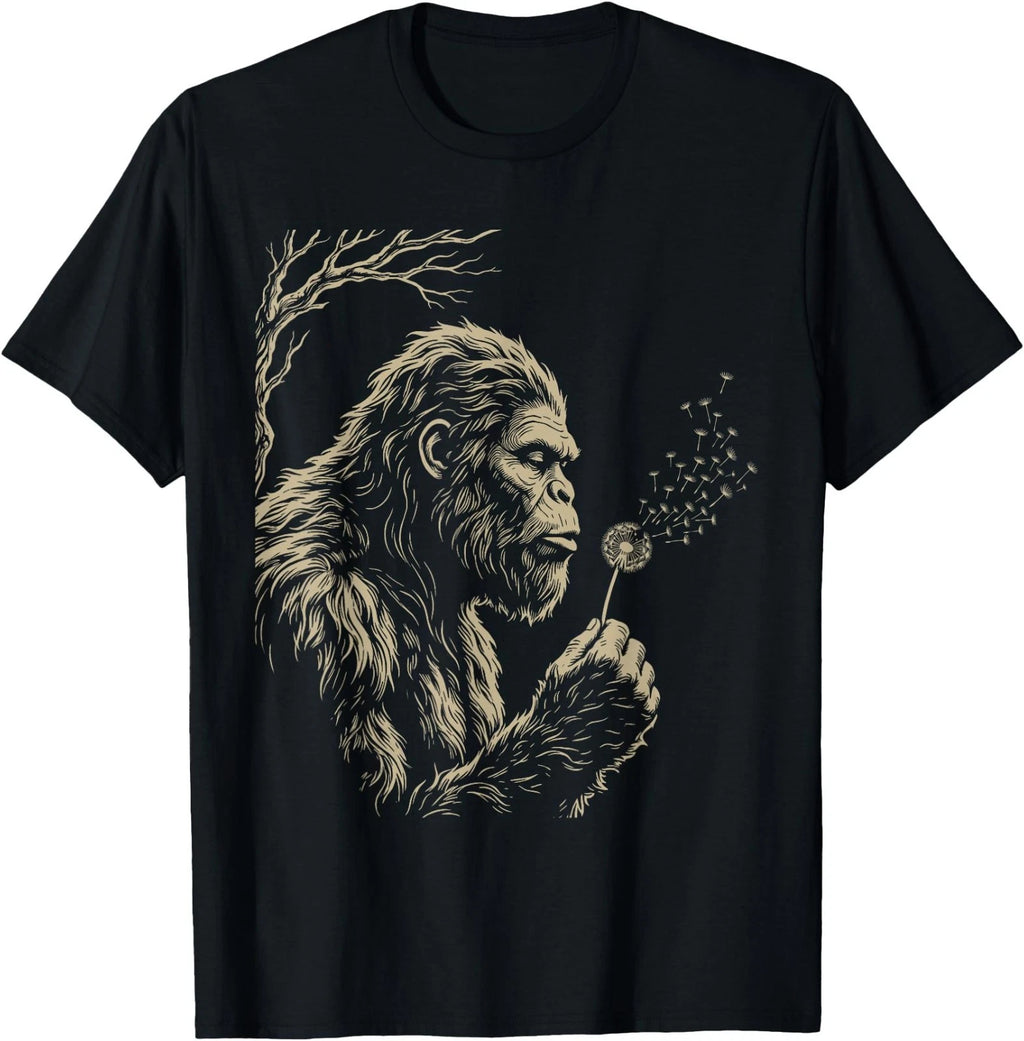 Funny Blowing Wishes Bigfoot Dandelion Sasquatch Wish Men T-Shirt