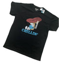 The SMURFS Peyo Mushroom Black T-shirt Large Sleepy Smurf Chillin 80’s Cartoon
