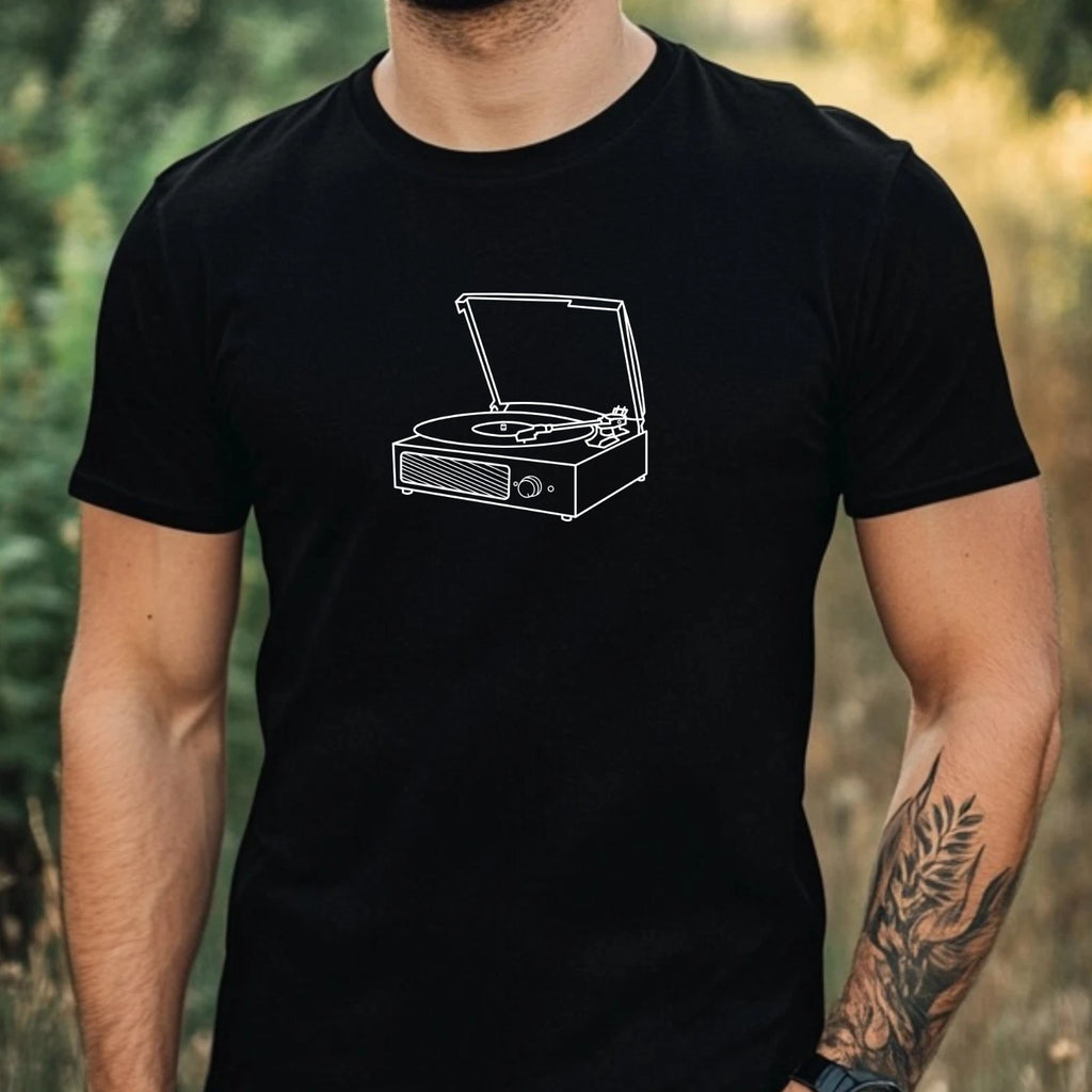 Mens Turntable Retro Technology Motif Cotton T-Shirt Size XS to 5XL