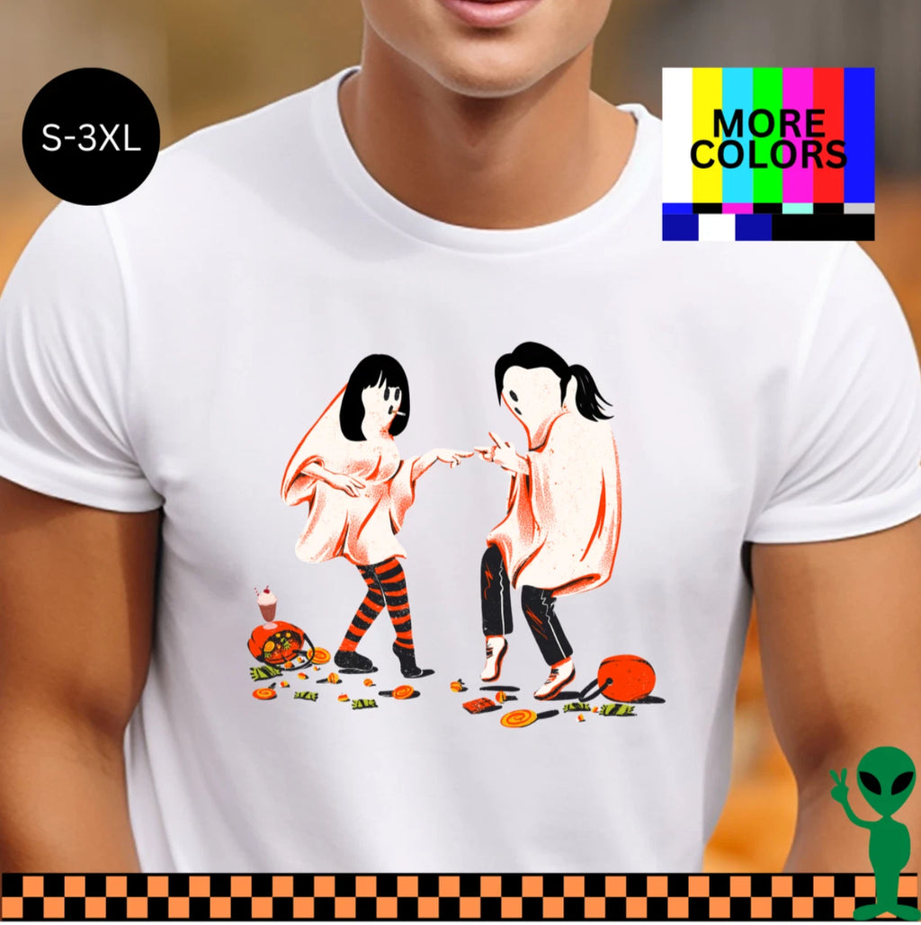 Pulp Fiction Parody Shirt Halloween Movie T-Shirt Dancing Ghosts Tee