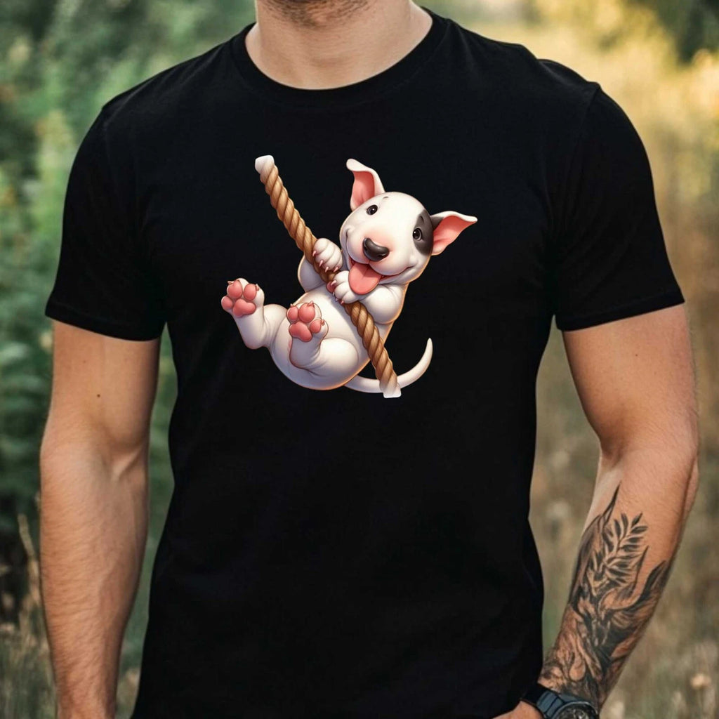Mens Playful Dog Print Cotton T-Shirt Size XS to 5XL