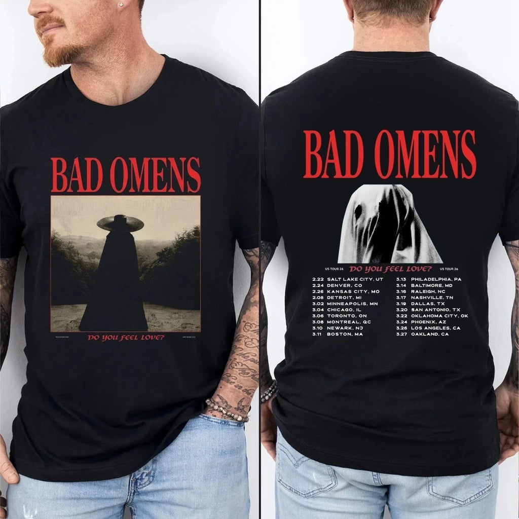 BAD OMENS Do You Feel Love Tour Shirt, Gothic Rock Graphic T Shirt Black S-5XL