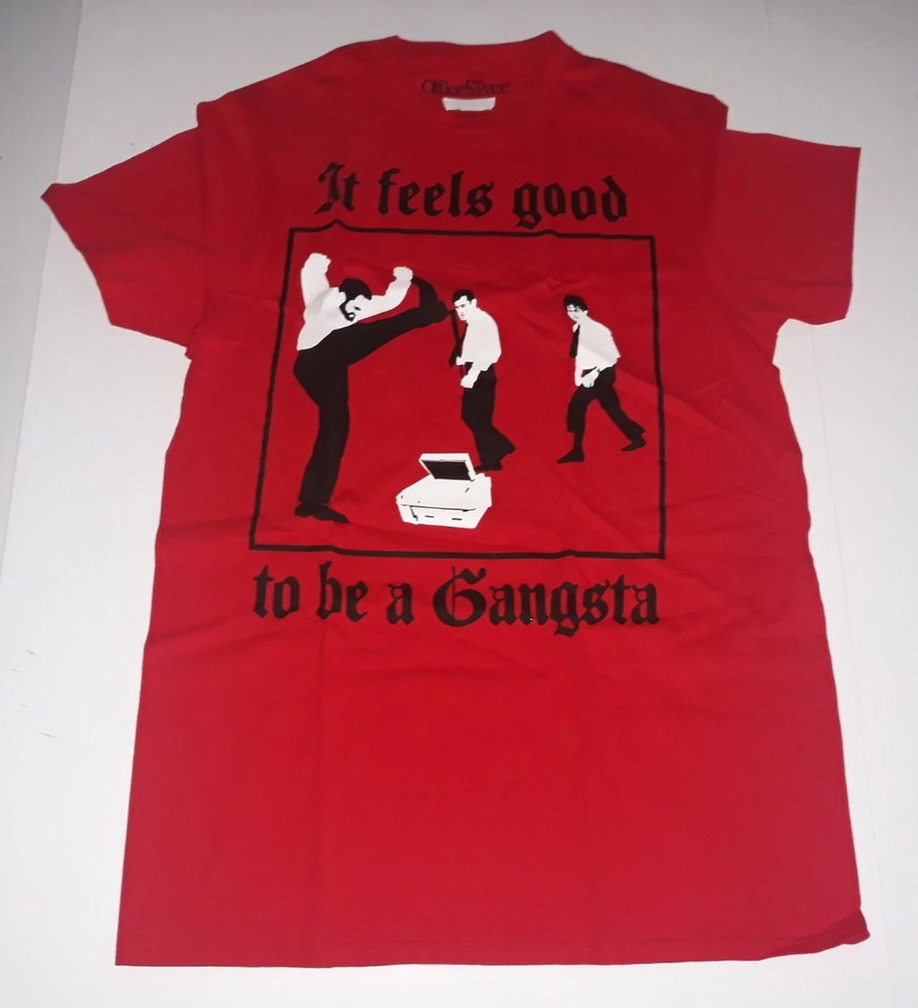 Office Space Men's Shirt It Feels Good To Be A Gangsta Red MEDIUM NEW