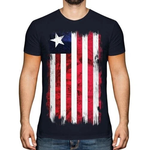 Liberia Grunge Flag Men T-Shirt Liberian Football Jersey Gift