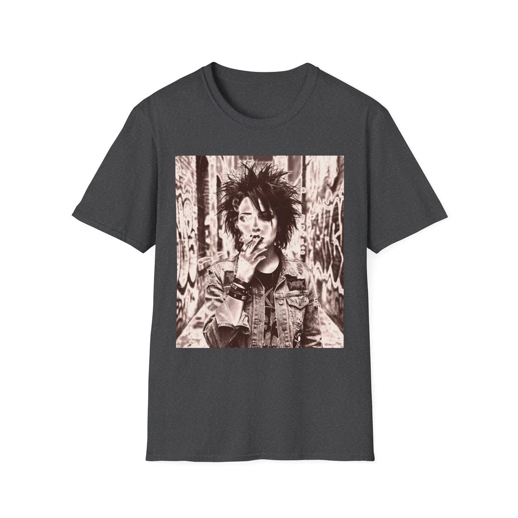 Grunge Punk Portrait T-Shirt | Smoking Portrait Tee faded