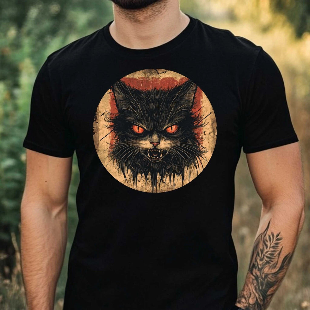 Mens Horror Cat Theme Cotton T-Shirt Size XS to 5XL