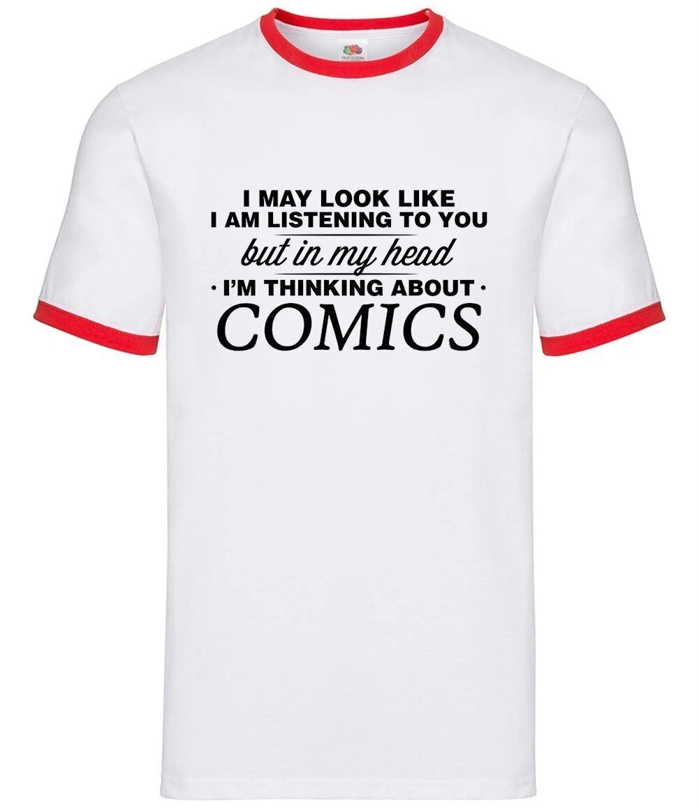 My Head I'm Comics - Mens Ringer - Graphic Novel Superhero Pop Art Fan
