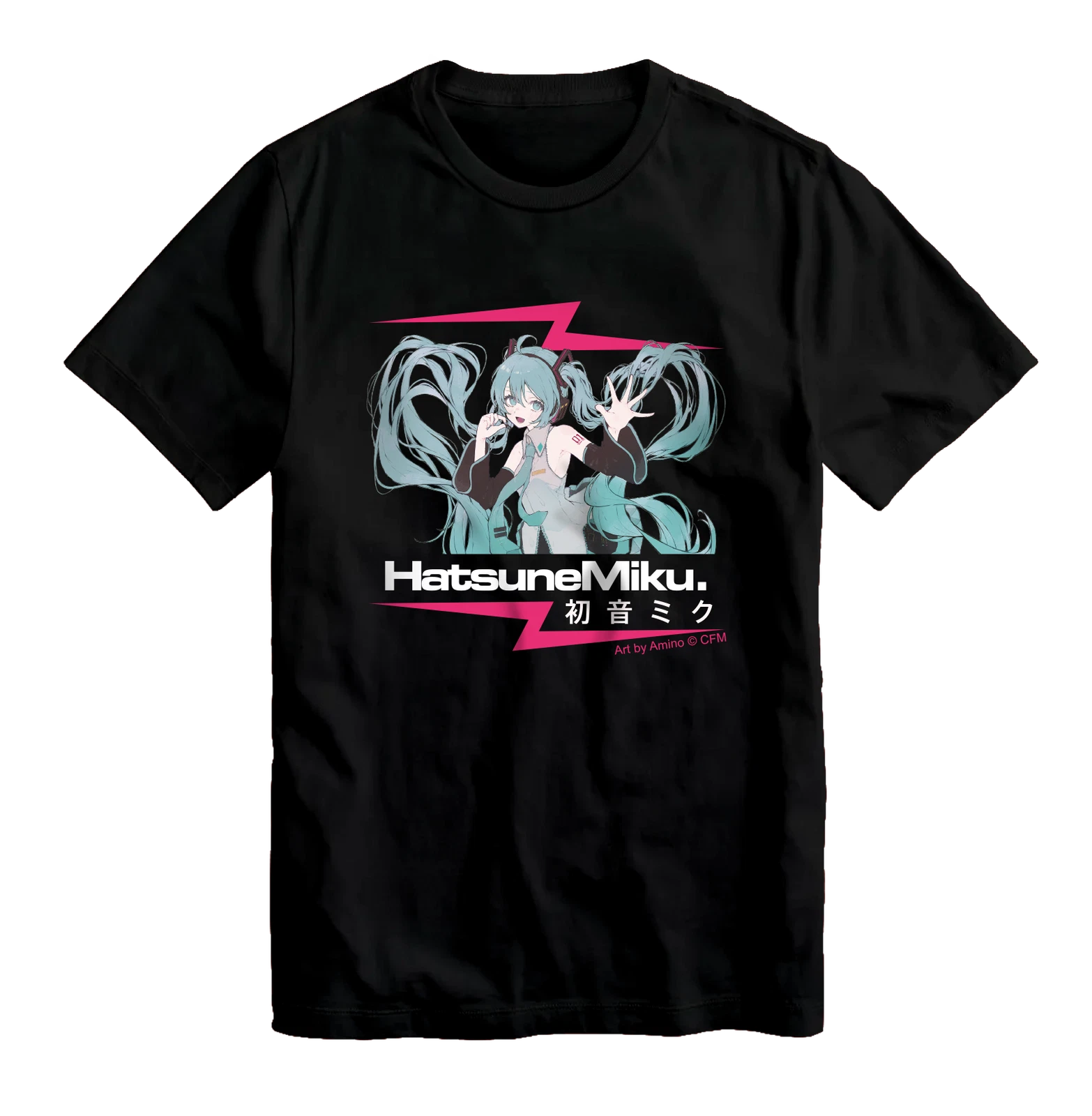 OFFICIAL Hatsune Miku Electric Mike Anime Black Adult T-Shirts NEW