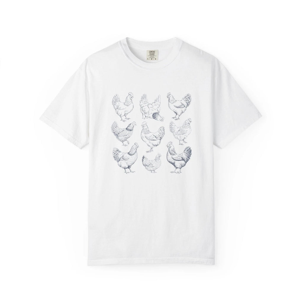 Vintage Boho Chickens Unisex T-shirt, Bohemian Hen Shirt, Retro Style Poultry