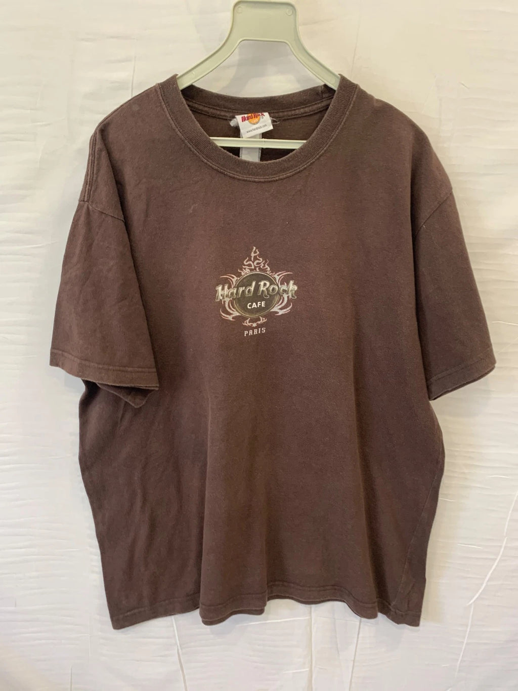 Y2K Hard Rock Cafe ParisT-Shirt Brown Dragon Tiger Guitar Graphic Men Boxy XL#73