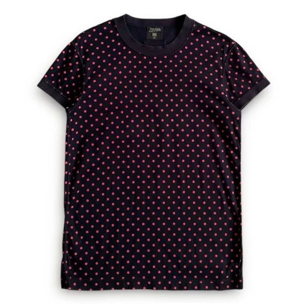 90s Jean Paul Gaultier Homme Polka Dot Mesh T-Shirt Red Black Size M