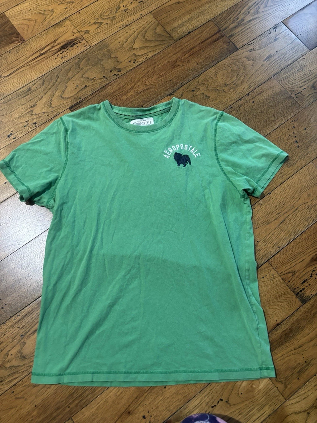 Y2K Aeropostale Men's Green Bulldog Logo T-Shirt Size Large