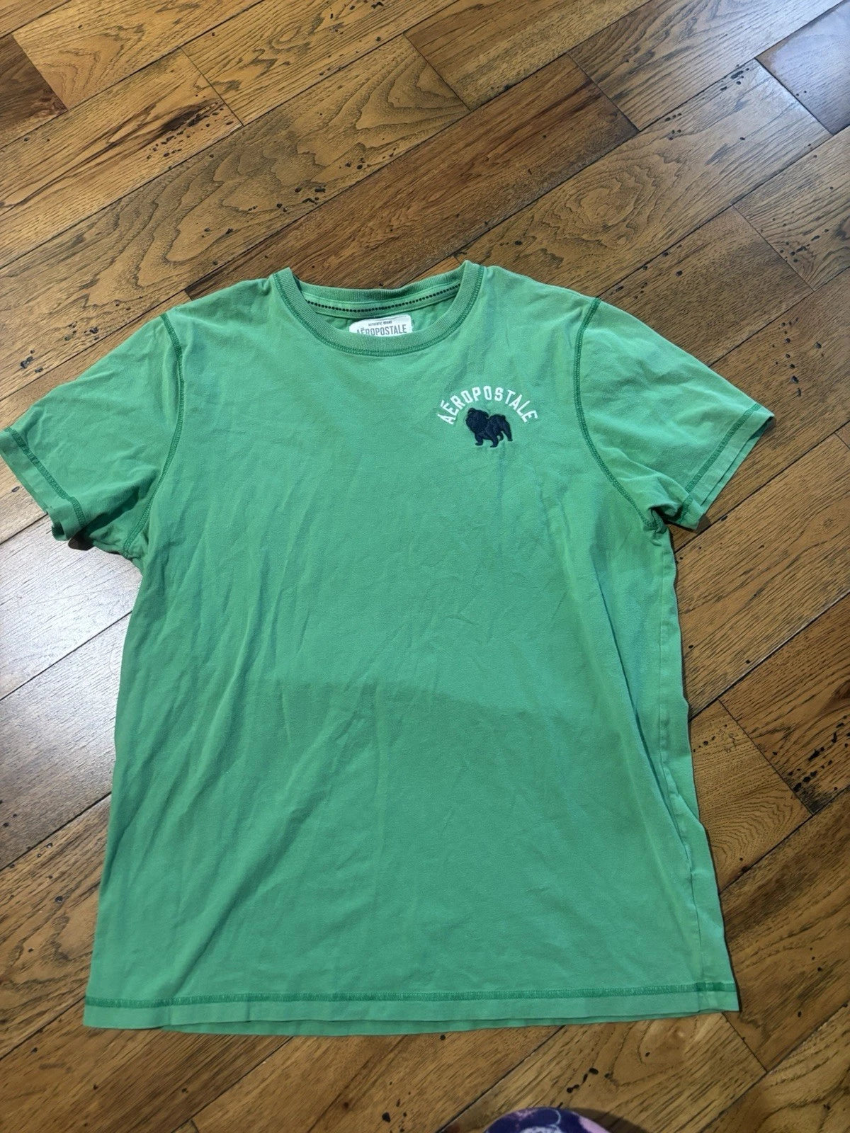 Y2K Aeropostale Men's Green Bulldog Logo T-Shirt Size Large