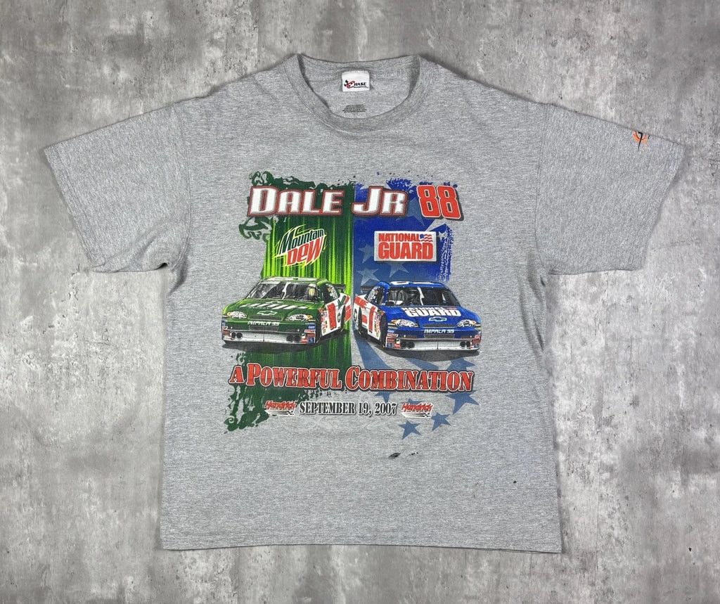 Vintage Y2K Dale Jr 88 T Shirt Gray Chase Authentics Racing NASCAR Mens size L
