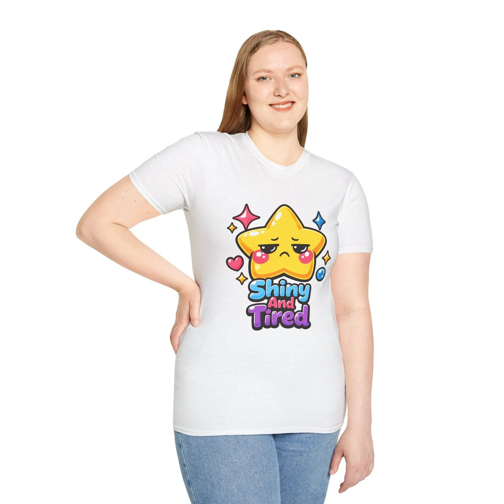 Sleepy Star Cute Kawaii Cartoon Funny Adorable Unisex Softstyle T-Shirt