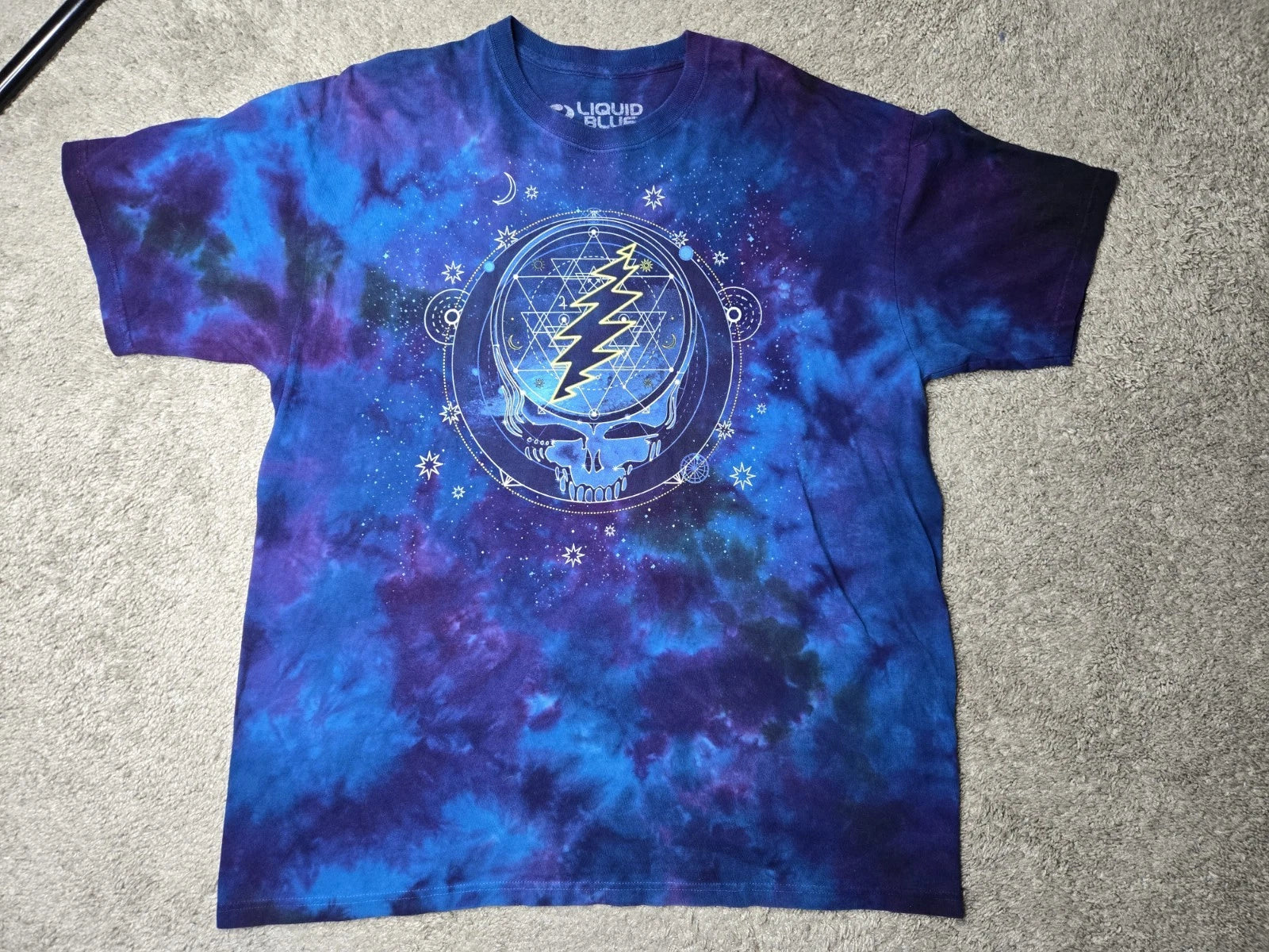 Grateful Dead Mystical Stealie SYF Liquid Blue Tye-Dye T Shirt Size XL Pre-owned