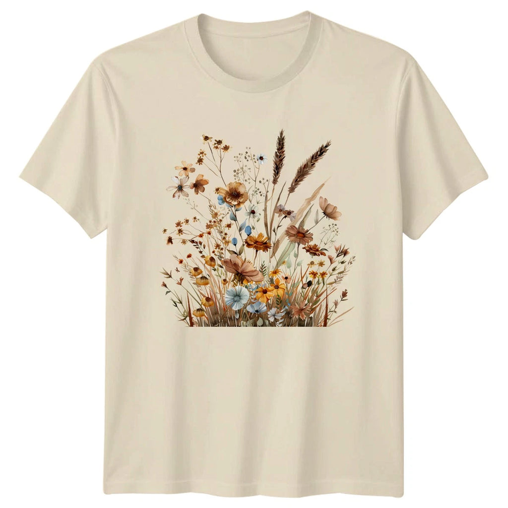 Boho Rustic Floral T-Shirt Womens Spring Nature Gift For Her