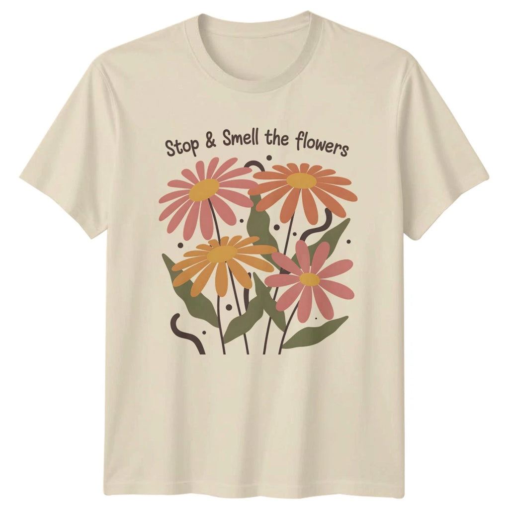 Stop & Smell The Flowers T-Shirt Boho Floral Nature Gift For Him And Her