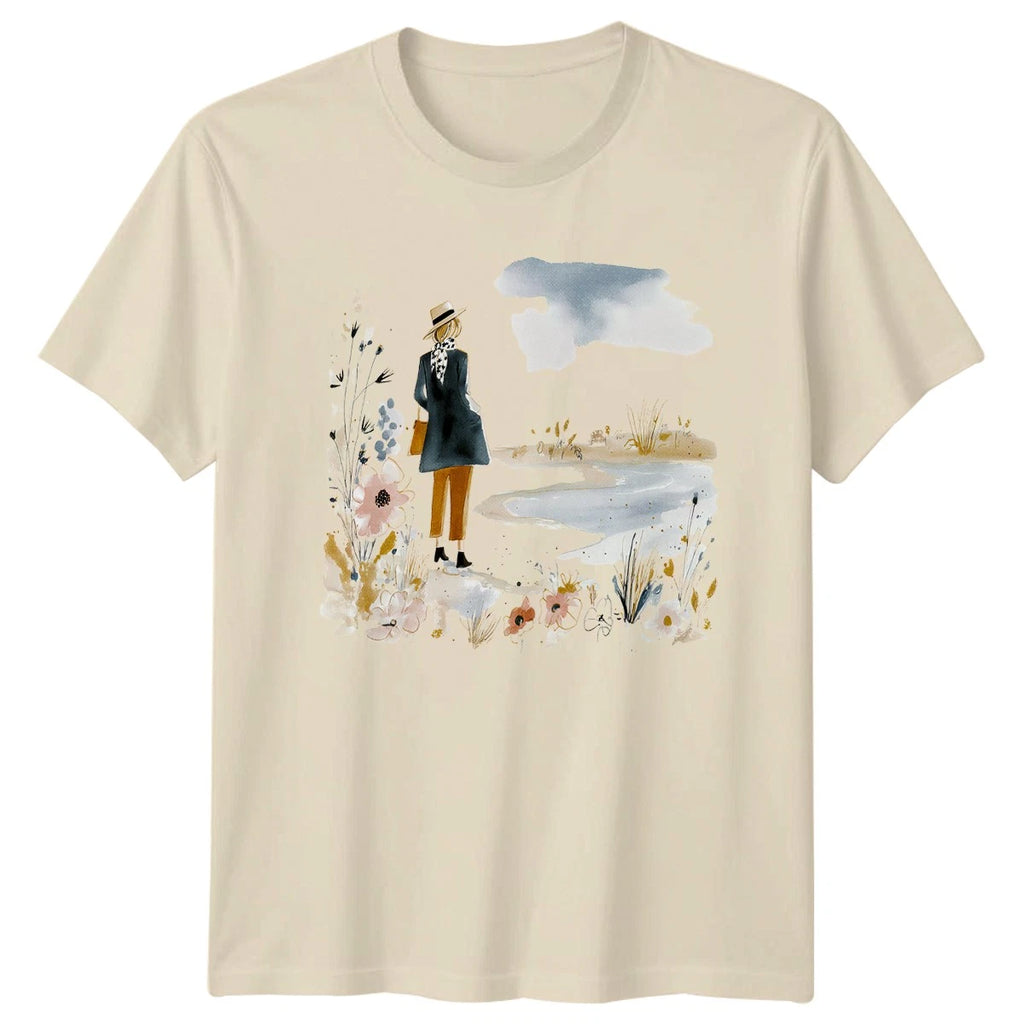 Find Me Where The Wildflowers Grow Womens T-Shirt Watercolor Boho Nature Lover