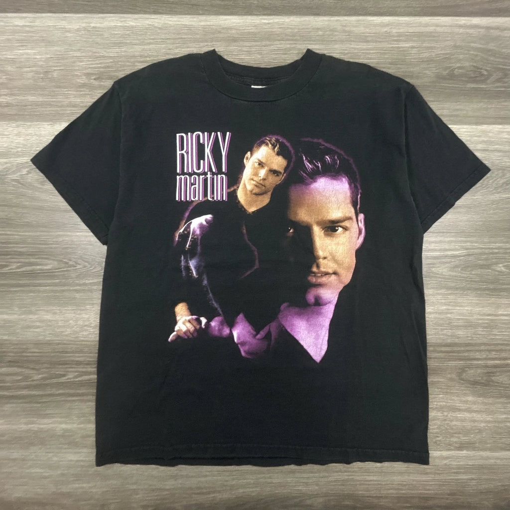 Vintage Ricky Martin Shirt Mens Large Black Winterland Graphic Music Pop 90s