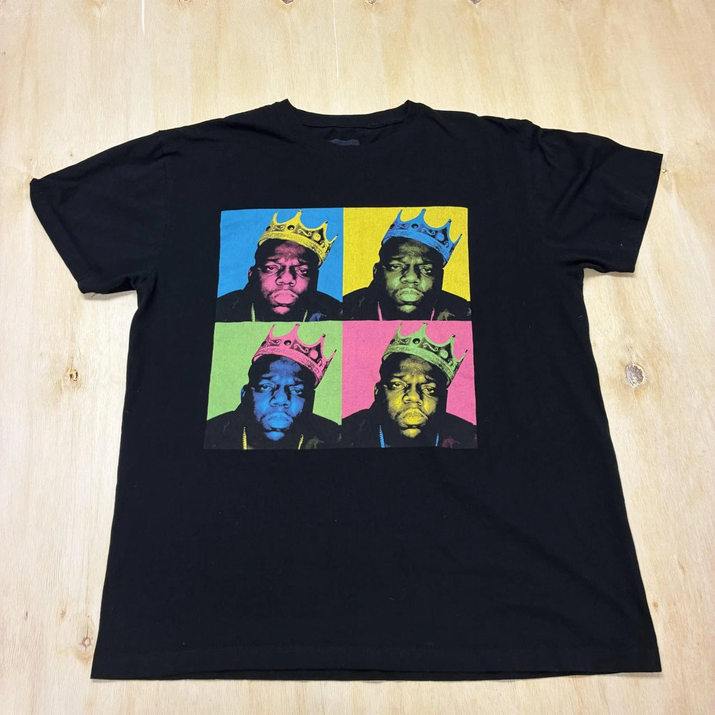 The Notorious B.I.G. Shirt Mens Large Black Pop Art Crown Graphic Tee T-Shirt