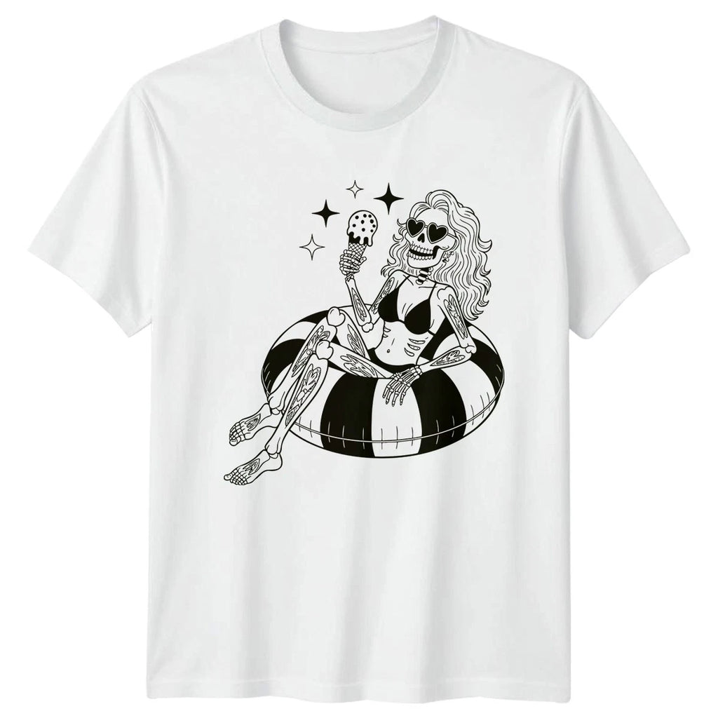 Summer Skeleton Lifestyle Womens Mens T-Shirt Fun Graphic Tee