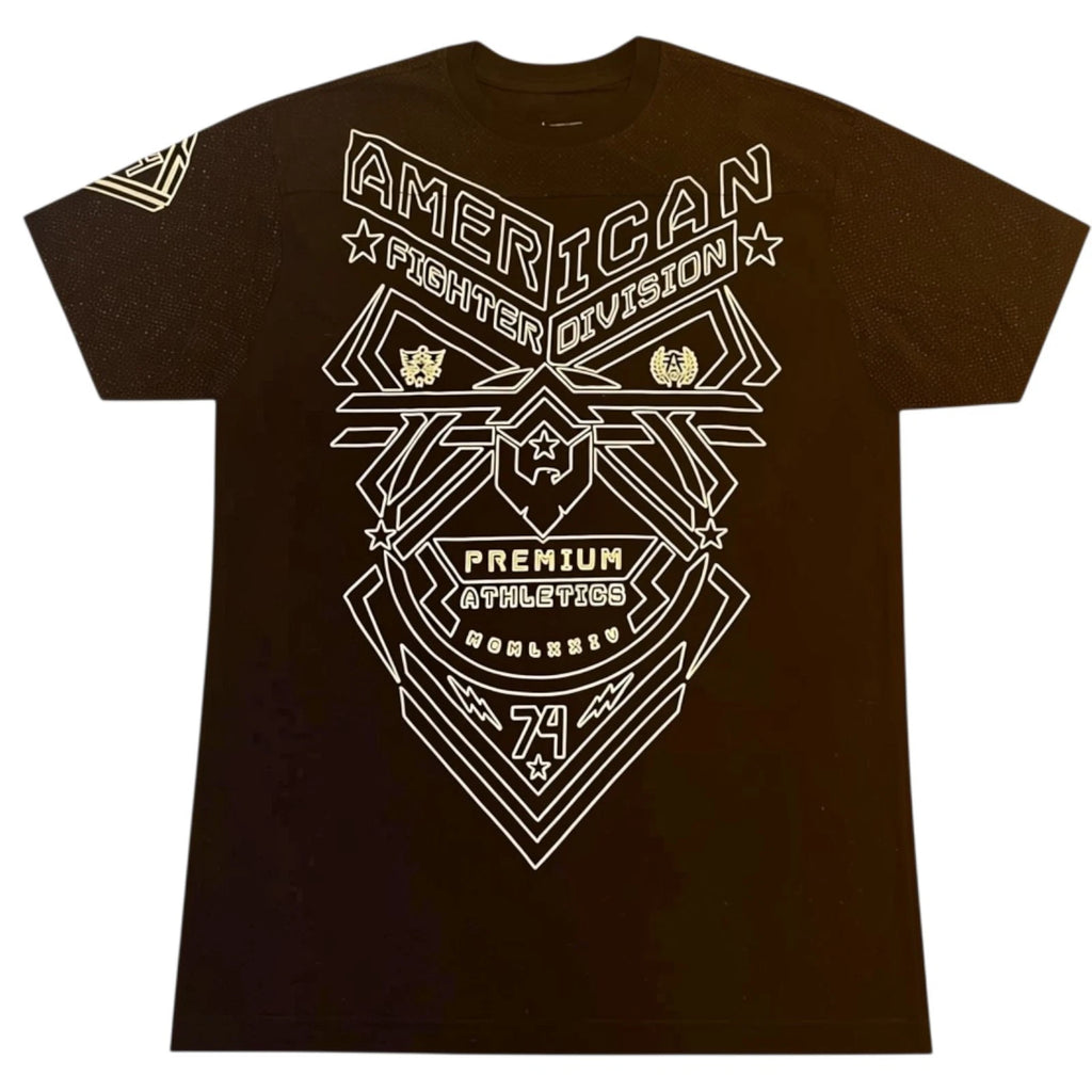 New Men's American Fighter Premium Athletic MMA Black T-Shirt XS-4XL