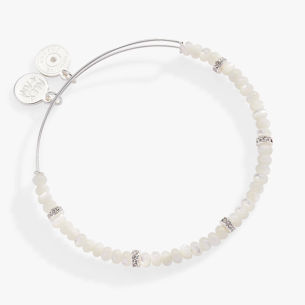 White Semi Precious Rondelle Beaded Bangle T-Shirts