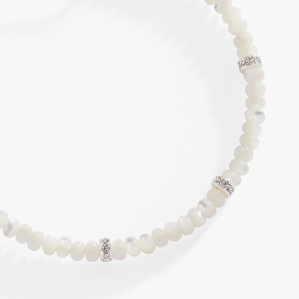 White Semi Precious Rondelle Beaded Bangle T-Shirts