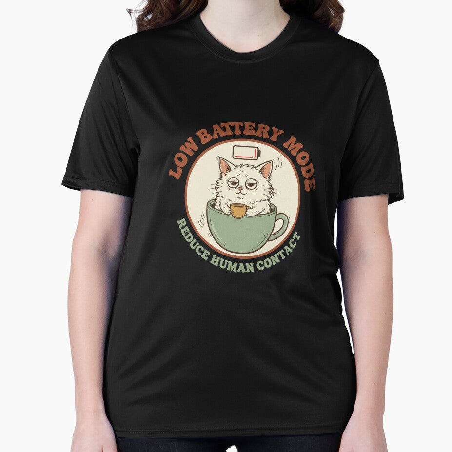Low Battery Mode Reduce Human Contact  Funny Introvert Antisocial Cat Gift by CozyPanicStudio