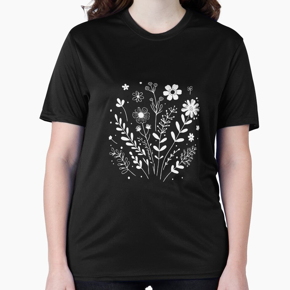 Aesthetic Floral T-Shirts, Gifts for Women, Flowers Crewneck Sweatshirt, Minimalist Tees, Floral Shirts for Women, Wild Flowers Graphic Tees by teecraftstudios