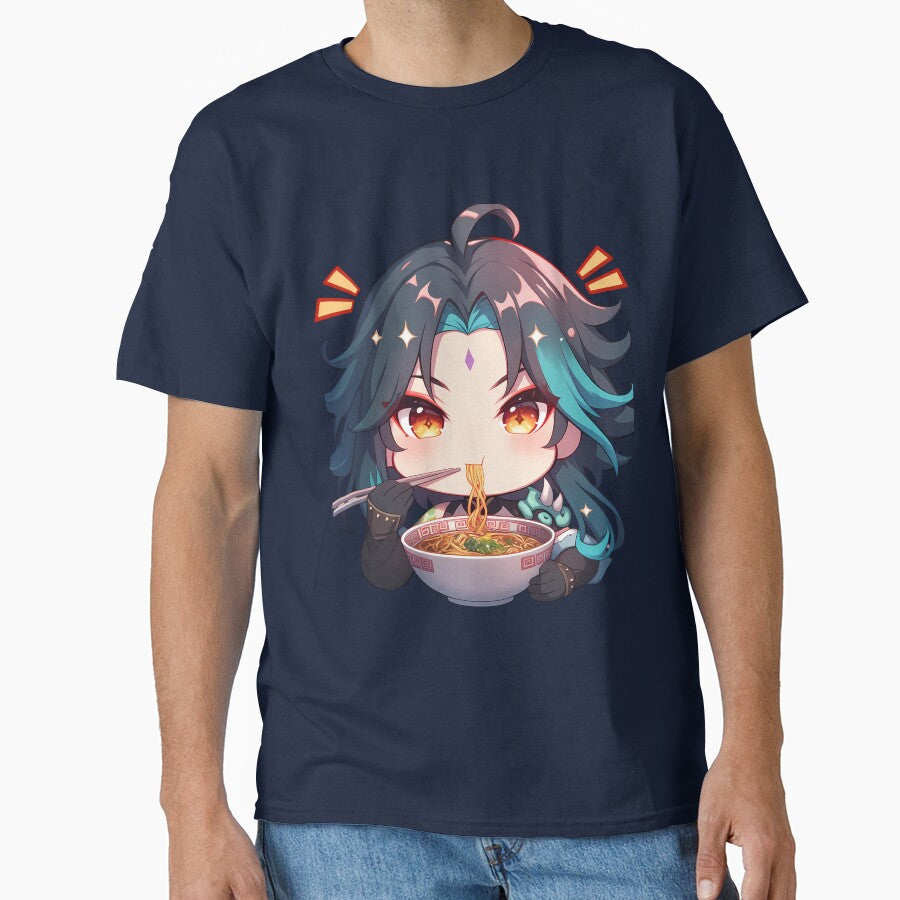 Game Xiao Genshin Impact Chibi Boy Eating Spicy Ramen Anime by Raslbazola