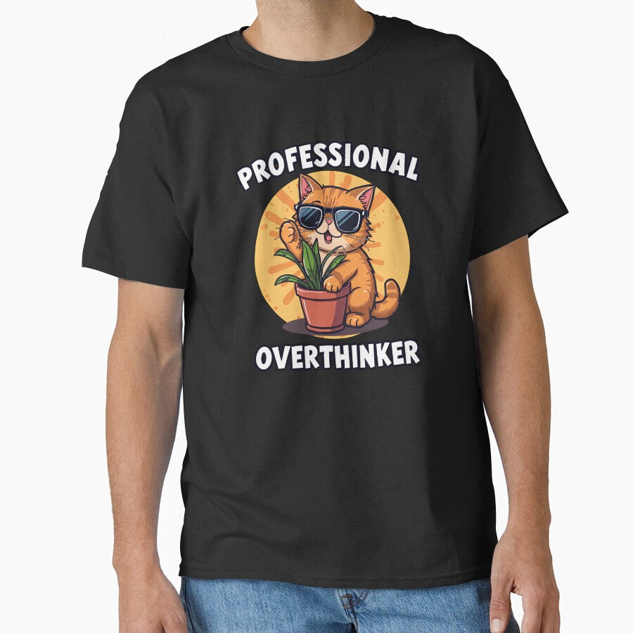 Professional Overthinker Funny Cat Plant Aesthetic by Karina Creative Studio