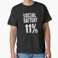 Funny Social Battery 1% Introvert Humor Design by  BreedCraft Studio