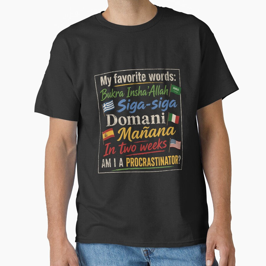 Funny Procrastinator Words: Bukra Mañana Domani Travel Art by MalisoStickers