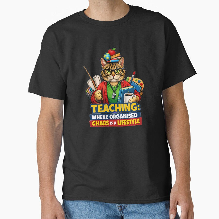 Funny Teacher Cat Teaching Where Organised Chaos Is A Lifestyle Retro Pop Art by DeliaDesignsCo