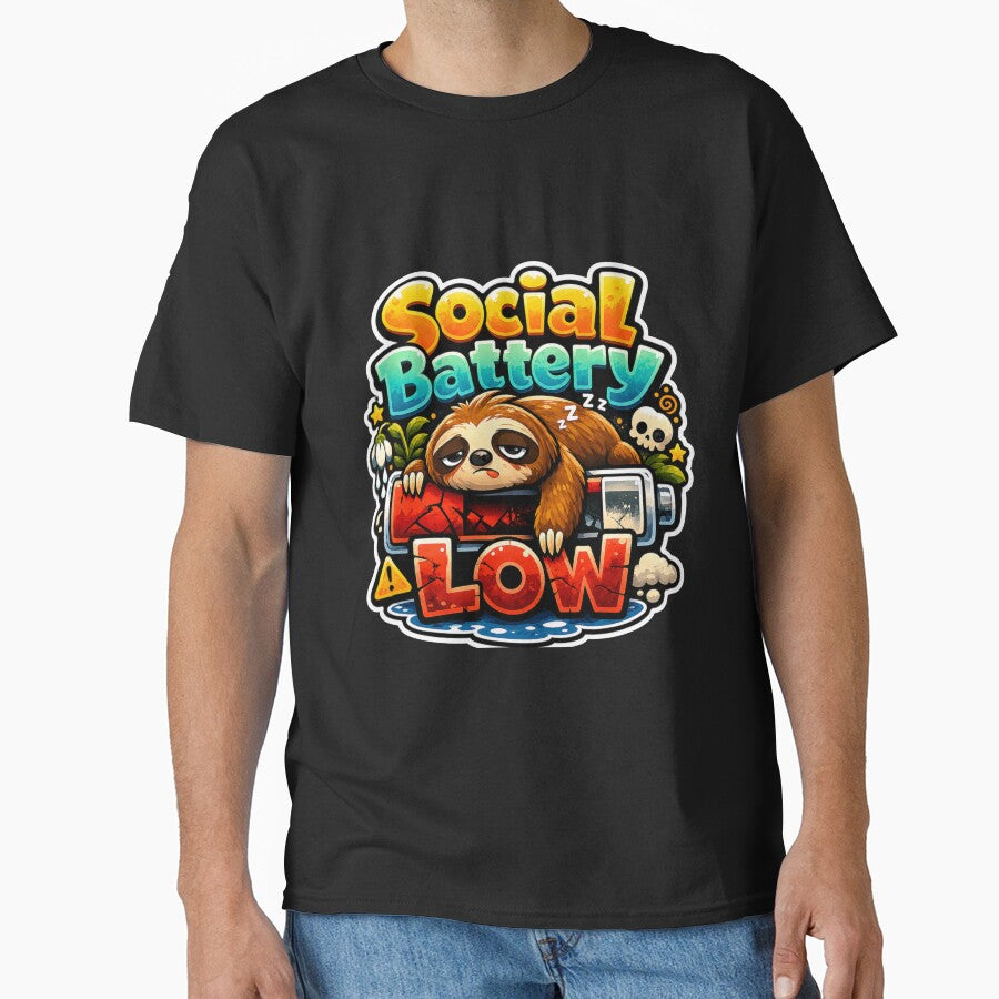 Social Battery Low Funny Sloth Sticker by PixoNest