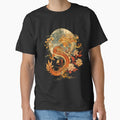 Crimson Lunar Floral Dragon Art Noveau T-Shirt by GabrielaPeterse