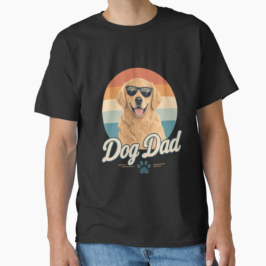 Vintage Golden Retriever Dog Dad Kawaii Retro T-Shirt & Sticker by Ashley critters