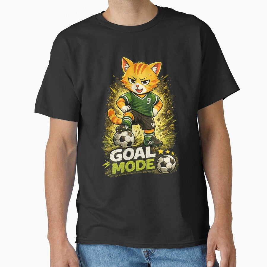 MISO | Goal Mode Funny Soccer Cat T-Shirt & Sticker Design by Meow-Attitude