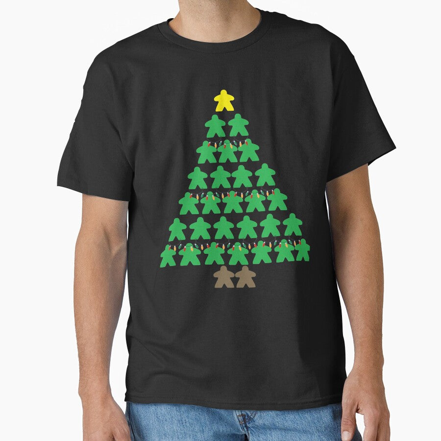 Christmas Tree Meeples with Lights Tabletop Black Background by JEL-Designs