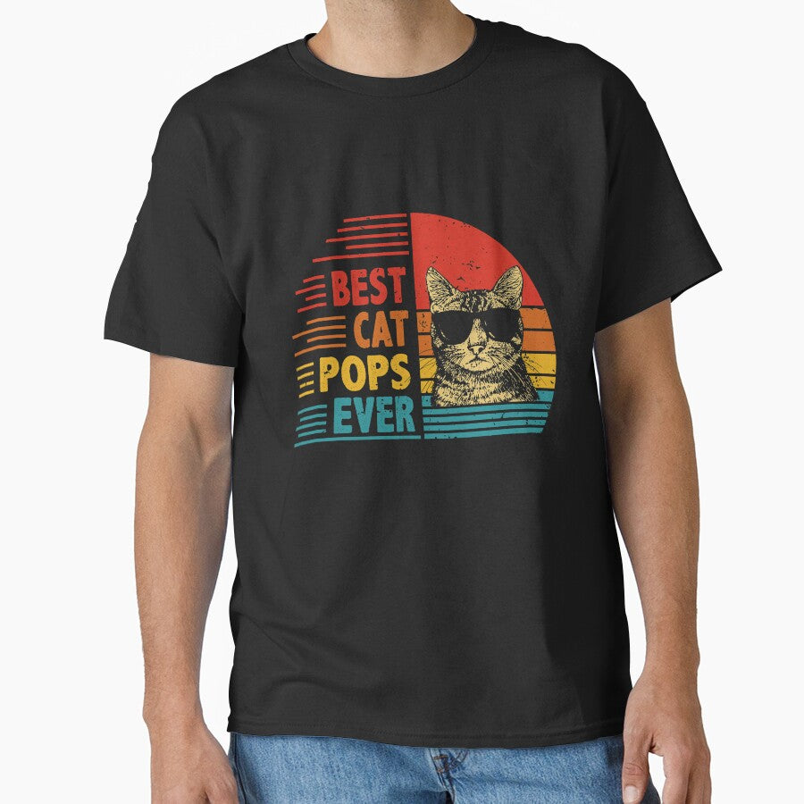 Vintage Retro Best Cat Pops Ever Funny Cat Lover Father's Day Gift by EdwinaEmmanoiCo