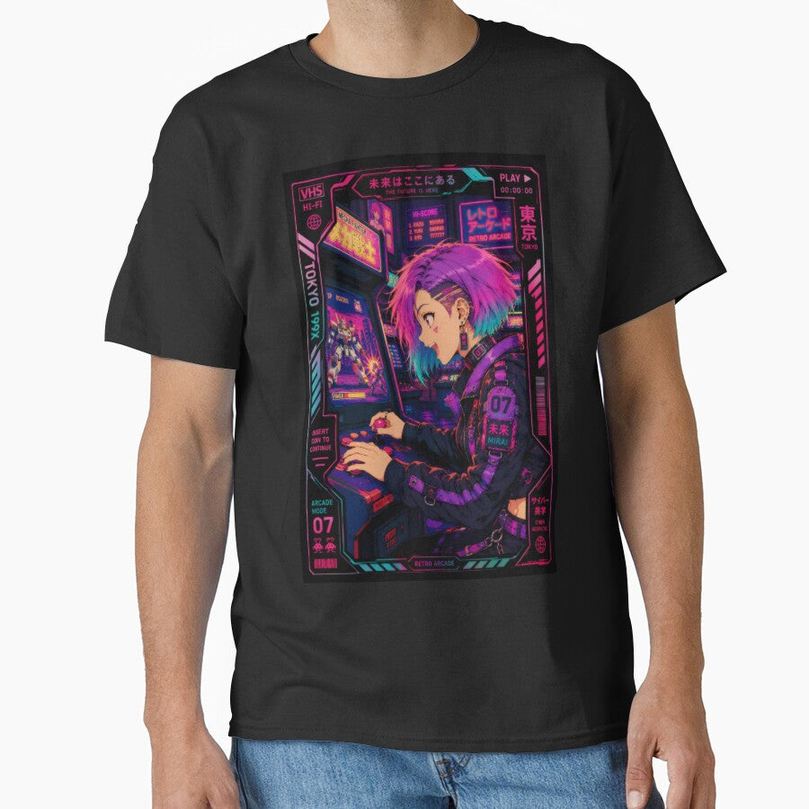 Cyberpunk Arcade Girl - Retro Gaming Anime by Apocalyptic Art Studio