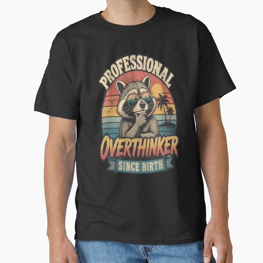 Professional Overthinker Funny Retro Raccoon Meme by ElkasDesign